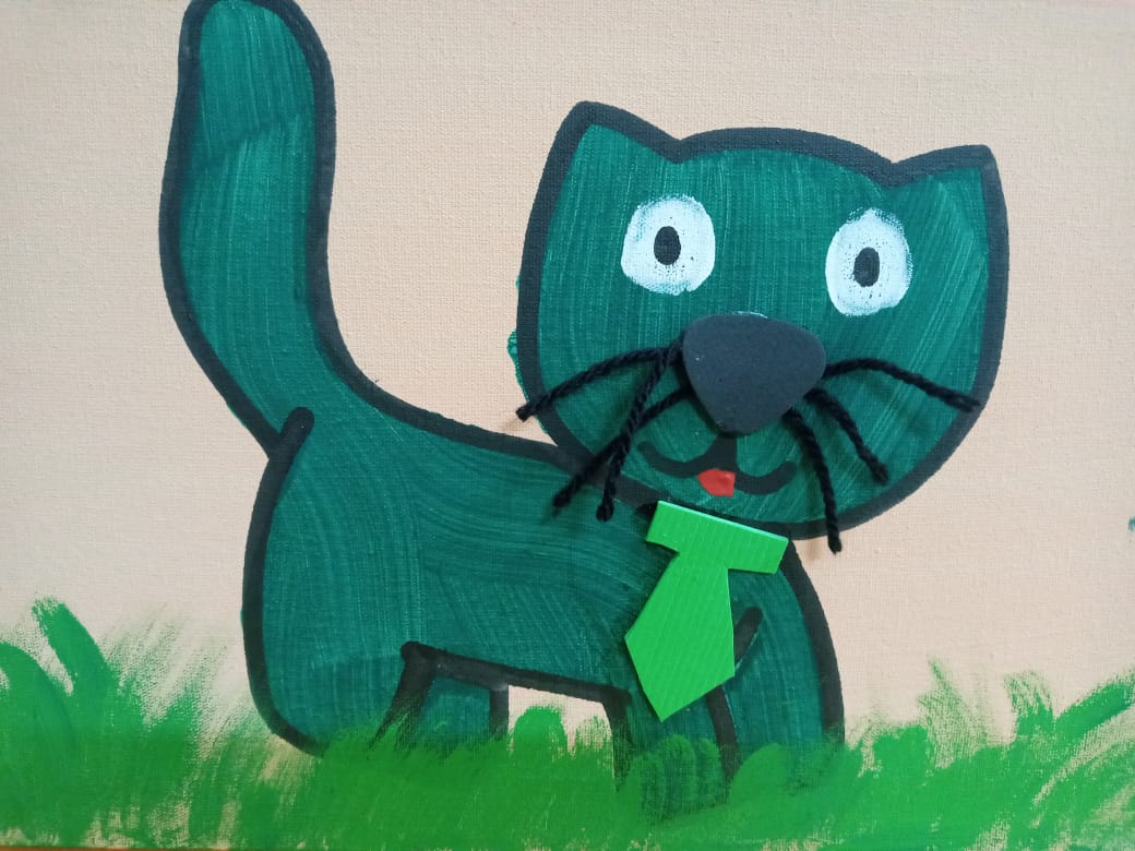 Arthur De Albuquerque Nobre - Era uma vez um gato verde. Ficou curioso com as sombras na parede. 